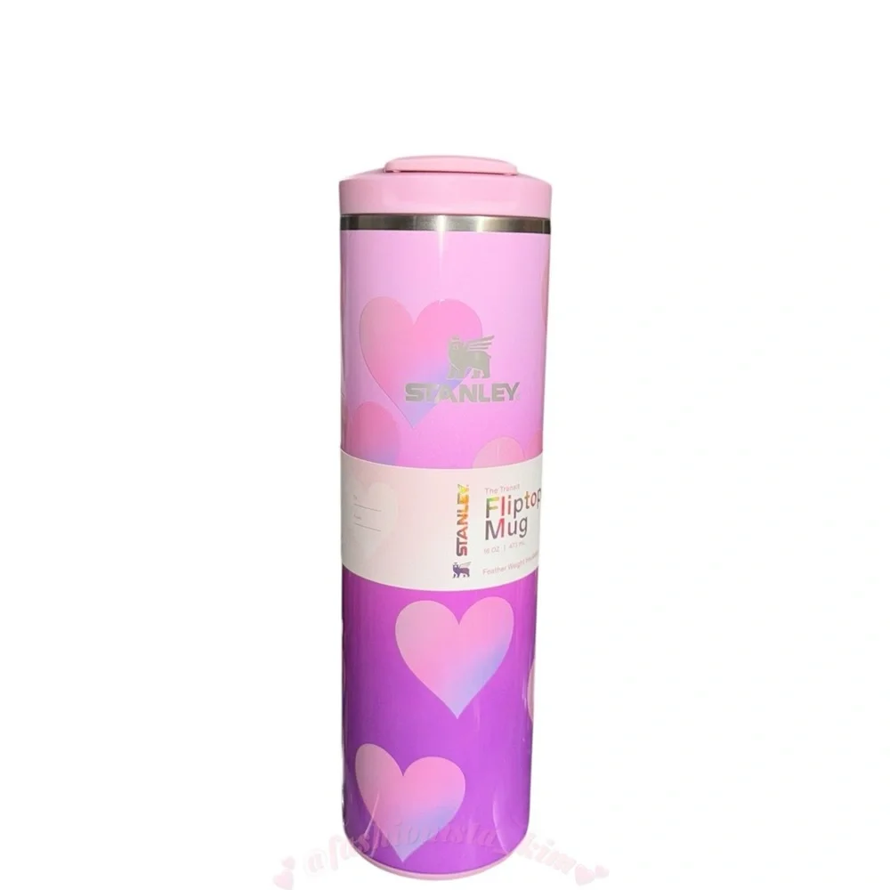Stanley Valentine’s Day powder pink heart 16 oz Aero Light Transit Bottle NWT - Picture 6 of 8